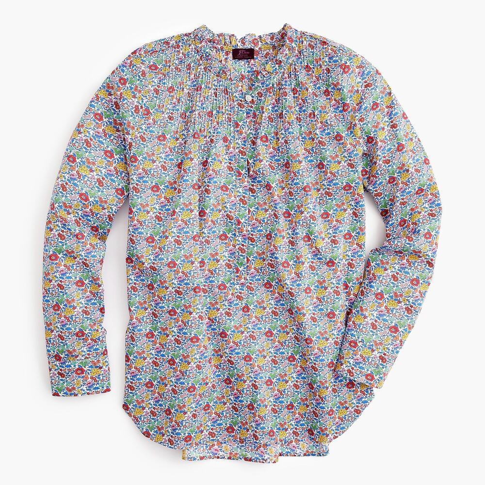 J. Crew Liberty Favourite Flowers Ruffle Classic Popover Shirt Blue Multi Size 2